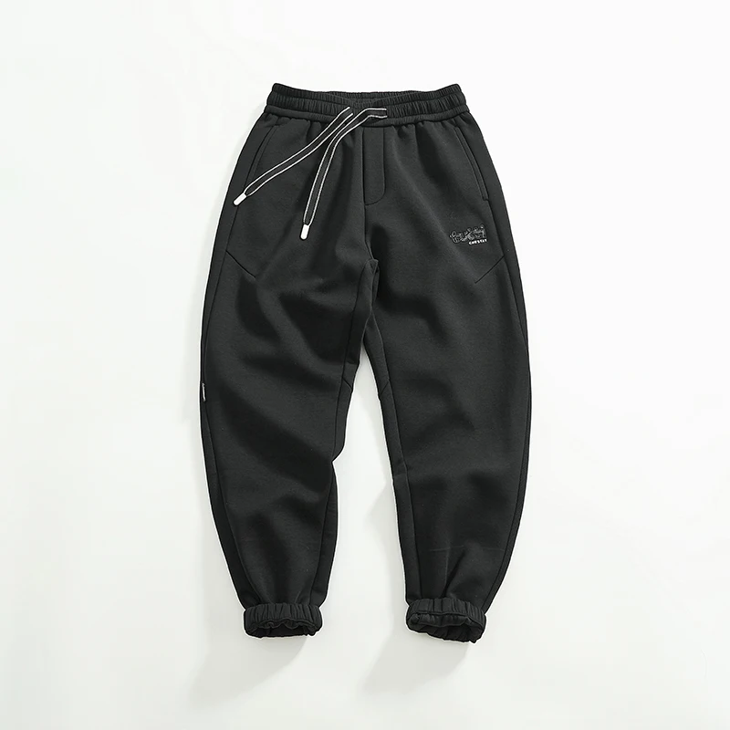 Autumn and winter American casual black high-end sweatpants men loose simple patchwork patchwork sports bunches pants tide