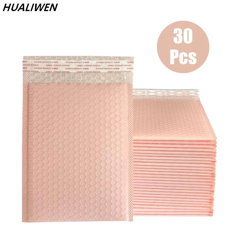 Sobres acolchados de burbujas de polietileno, envoltorio forrado de burbujas, color rosa, 30 piezas, para envío