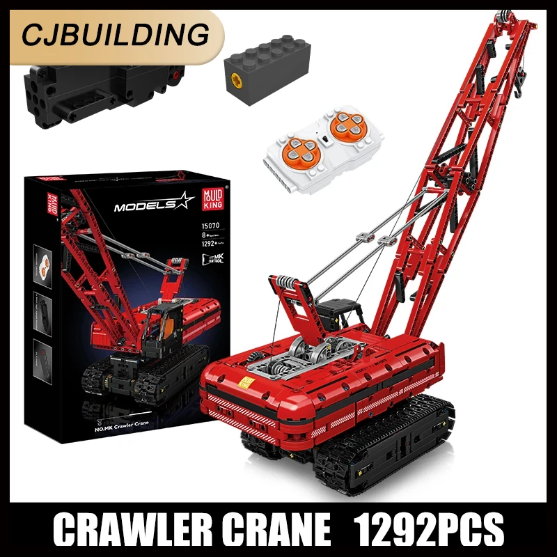 Mold King 15070 Technical Car Building Block Il Rc Motorizzato Rosso Liebherred Crawler Crane Model Assembly Regalo Di Natale Per Bambini