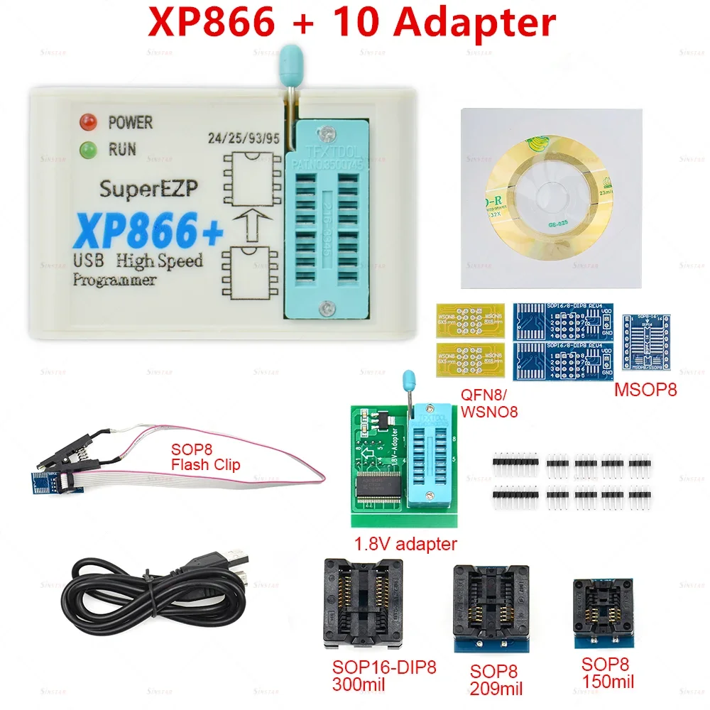 

Programmer SPI USB XP866 + 12 Adapter Support 24 25 93 95 EEPROM Flash Bios for Windows 2000 XP Vista 7 8 10 Affordable Cost