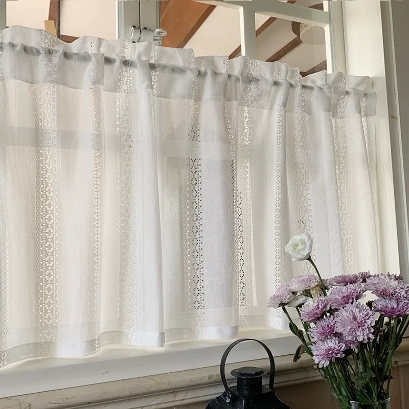 

White Tulle Short Curtains for Bedroom Living Room Voile Sheer Curtains Half Length Window Treatment Privacy Curtain Tiers