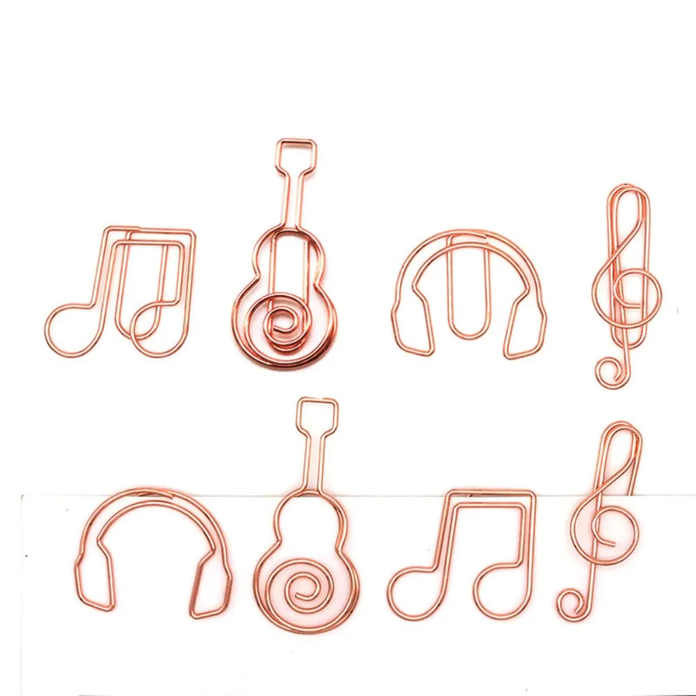 10pcs Metal Memo Music Note Paper Clips Clip-on Index Bookmark Metal Paper Clips Guitar Music Note Creative Bookmark Clip