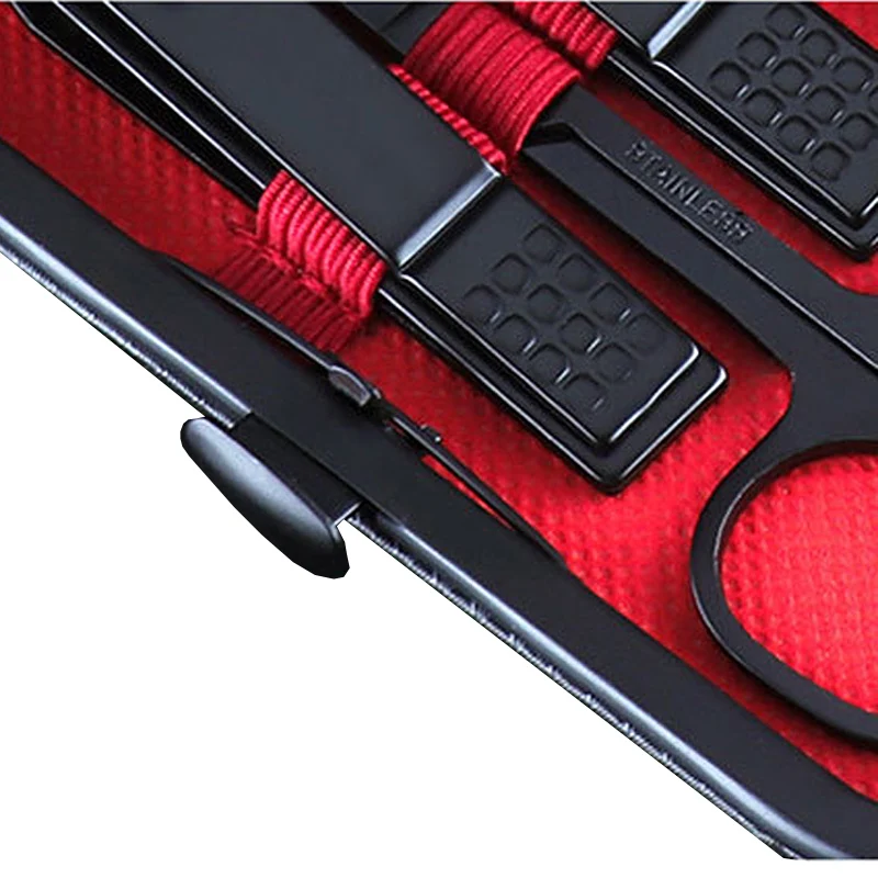 Nail Clipper Set 7pcs Professional Black Nail Clippers Kit Dead Skin Pliers Nails Scissor Tweezer Pedicure Knife Stainless Steel Manicure Tool