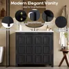 36" Bathroom Vanity Combo with Ceramic Sink,Pedestal Sink Cabinet with 2 Soft-Close Doors, SolidWood Bathroom Cabinet, Vintage 4
