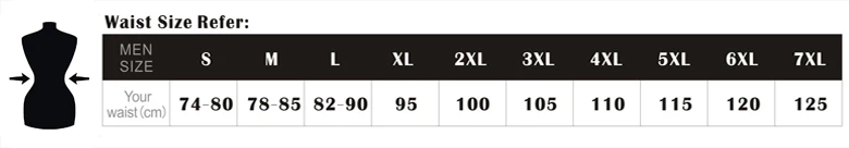 男内裤腰围对照