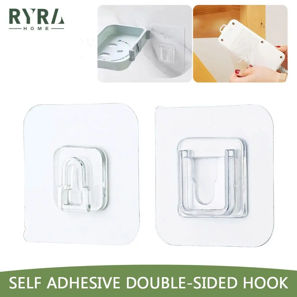 Double-Sided Adhesive Wall Hooks, 10 pairs Clear Sticking Hook Self  Adhesive Hooks Without Punching No Scratch Storage Wall Hook for Bathroom  Kitchen Office 