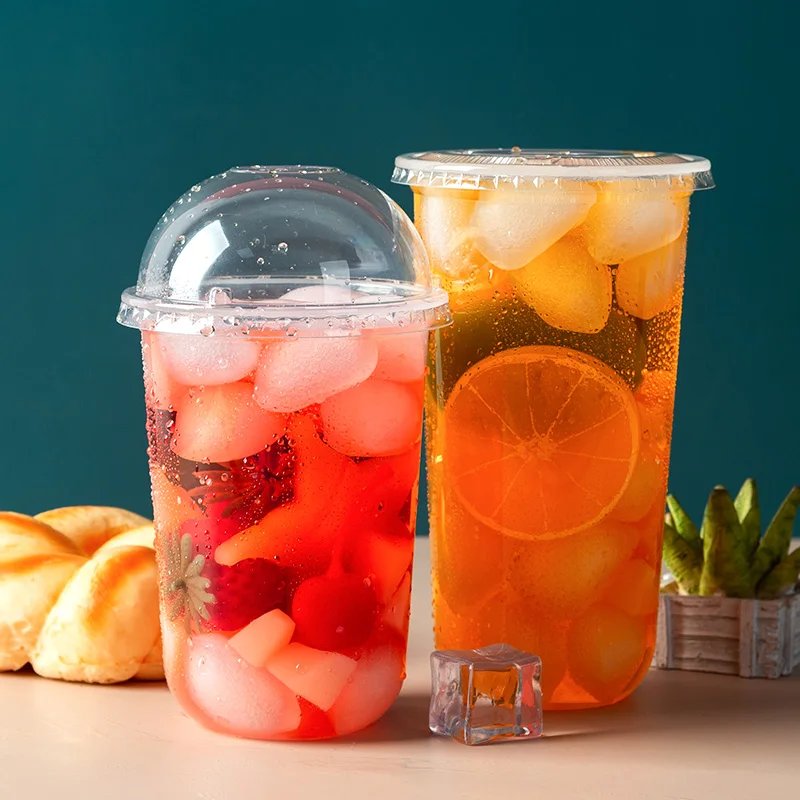 Cups 50pcs/pack 360/500/700ml Disposable Plastic Bubble Tea U-Shaped Boba Tea Cups Hard PP Materail Accept Customization birthday party supplies,plastic cups