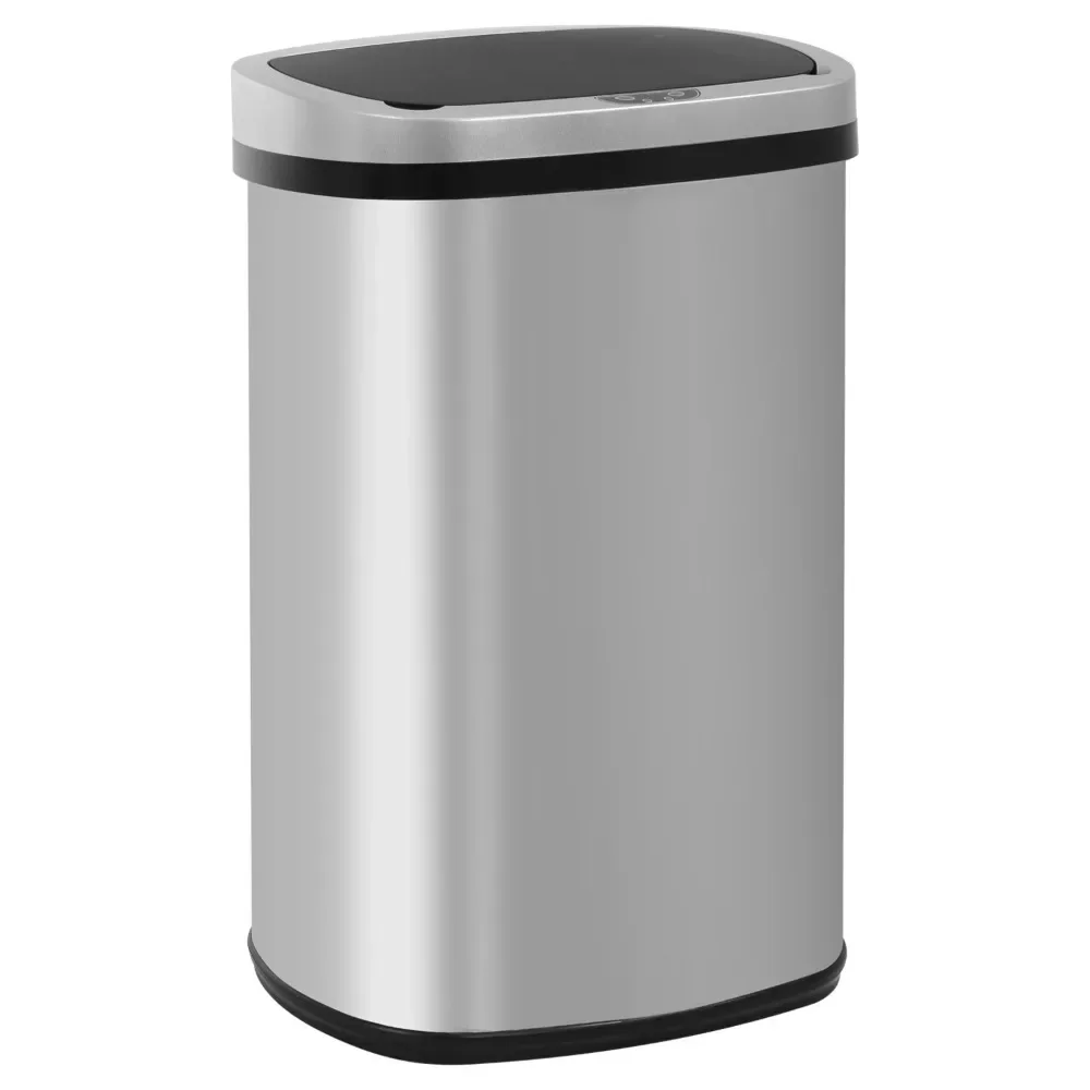 

Rena 13.2 Gal Motion Sensor Stainless Steel Silver Kitchen Trash Can Kitchen Garbage Cube Recycle Bin Tin for Bathroom Dump Home