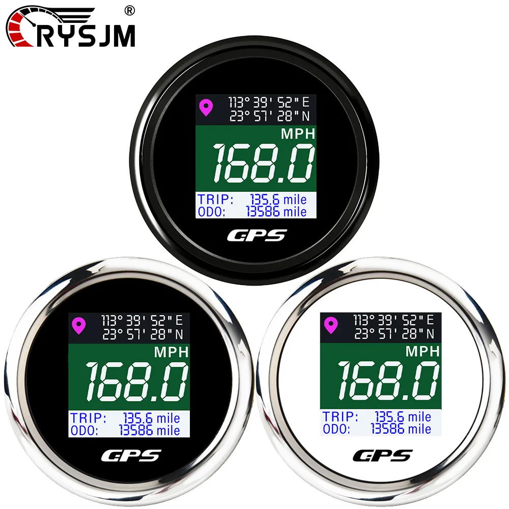 Velocímetro GPS TFT de 52 mm, Pantalla Digital, Resistente al Agua, Odómetro Ajustable en MPH, Nudos, KMH, Accesorios para Barco, Coche, Yate, 12V/24V
