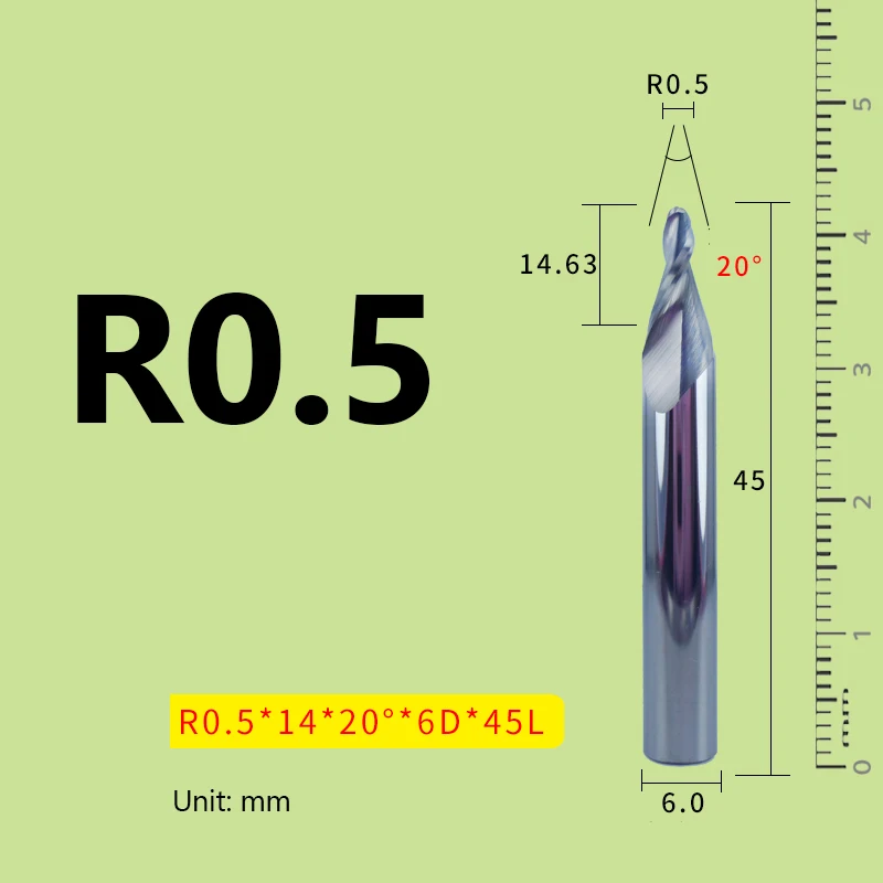 Taper Ball Nose End Mill 30° 20° 6 Shank Tungsten Steel Ball End Milling Cutter CNC Aluminum Woodworking Engraving Bit slab milling cutter Machine Tools & Accessories