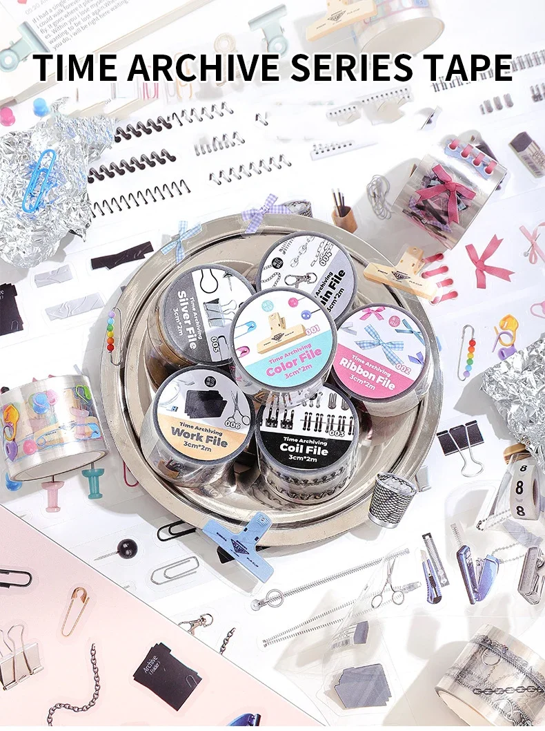 JIANWU 30mm * 200cm Zeit Archiv Serie Vintage Journal Werkzeug Material Collage PET Band Kreative DIY Schreibwaren – Detail 9