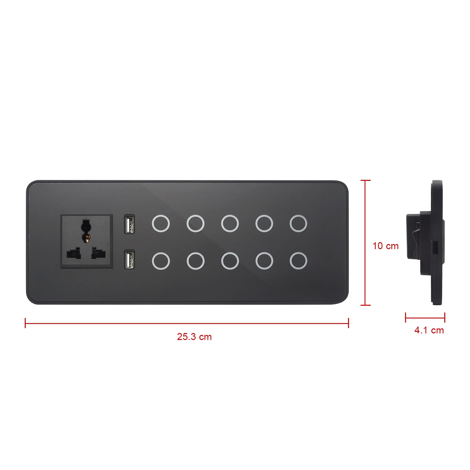 

Smart Remote Control Glass Panel 10 Gang Touch Switch With 2 Usb