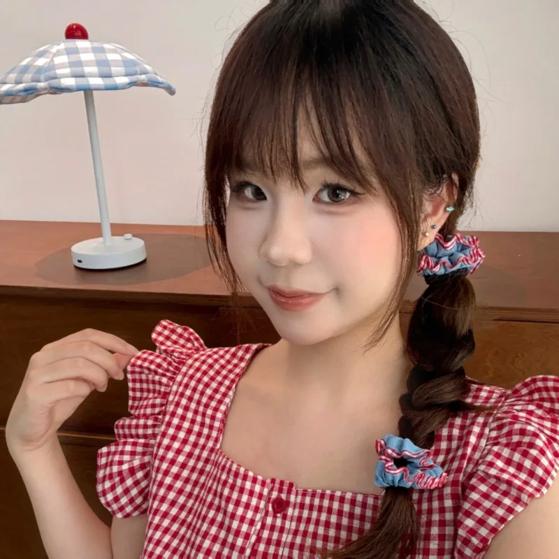 Women's High-Quality Denim Lace Hair Scrunchies Set - Cute & Sweet Elastic Hair Bands