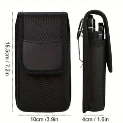 Premium Double - Layer Leather Phone Case with Belt Clip and Nylon Waist Pouch, Universal Fit (Under 7.5 inch)