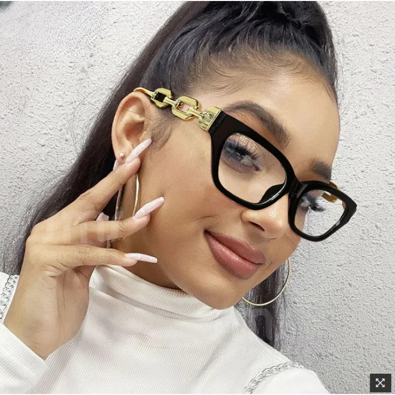 

New Sunglasses Ins Style Modern Retro Thick Frame Glasses Women's Personality Cat Eyes Wide Brim Optical Eyeglasses