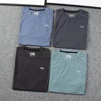 North America Men's Lightweight Elastic Qui Dry Breathable Running Fitn round Ne ort Sve Training T-irt