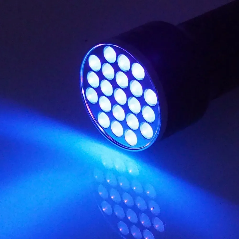 21LED UV 손전등 휴대용 블랙 라이트, 395nm 자외선 토치 포켓 의료 UV 램프 접착제 경화 빈대 얼룩, 고품질