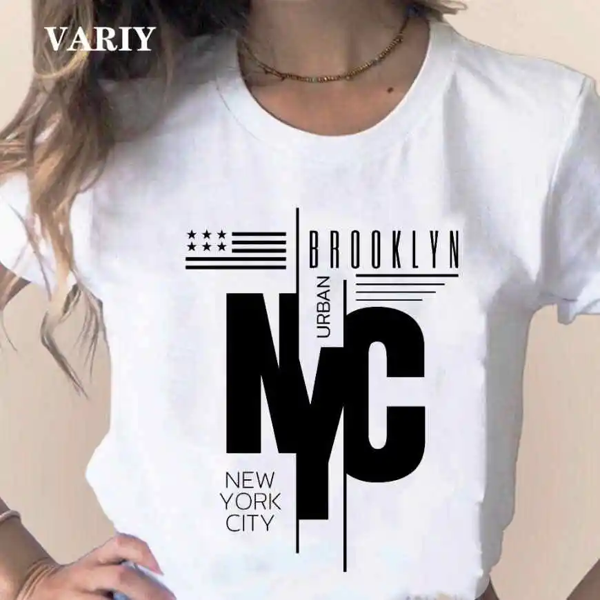 

90s Fashion New York City Graphic Print Women T Shirt Creativity Short Sleeve Shirt Harajuku Tops Female T-shirt Vintage Clothes