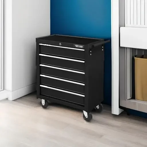 5-Drawer Rolling Tool Chest w/Lock & Key, Tool Storage Cabinet with Wheels, Top Cushion & Drawer Liners, Tool Organizer 2