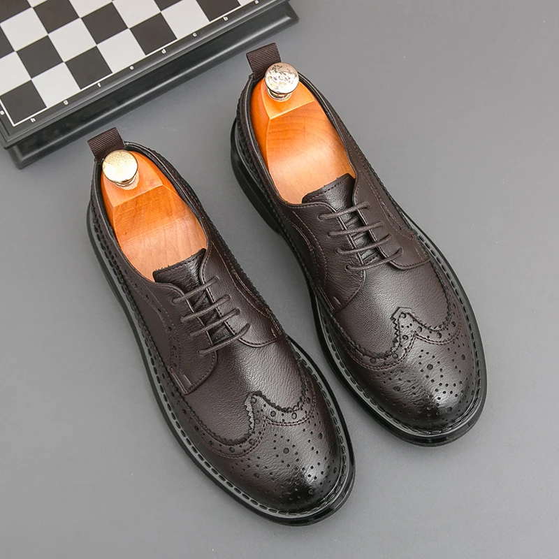 Men Derby Shoes White Dress Men Business Patent Leather Shoes Party Flat Shoe Classic Formal Fashion Leather Leisure