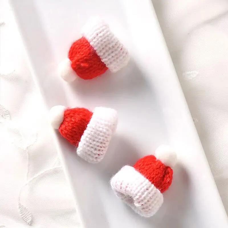 Mini Knitting Hats Set Doll Hat DIY Craft Knitting Hats Christmas Tree Ornaments Assorted Toy Decor DIY Sewing Crafts Materials