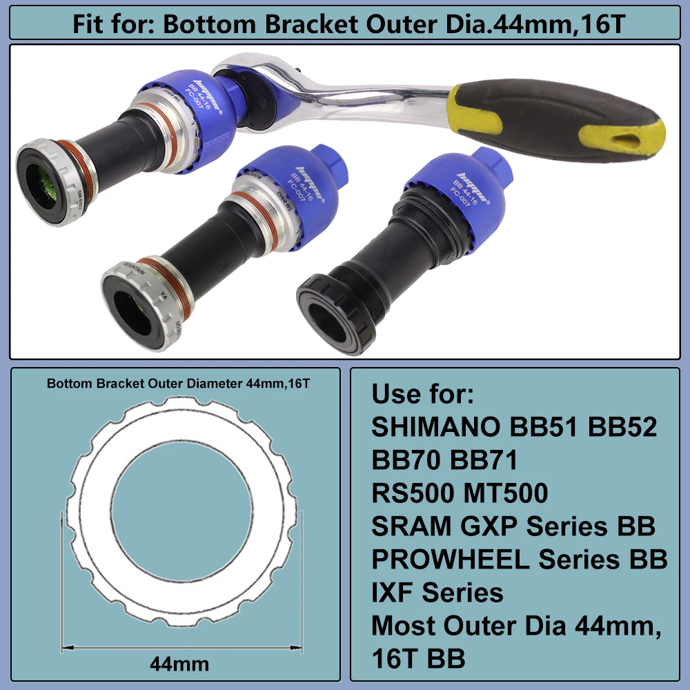 Bicycle Bottom Bracket Tool HEPPE Bike Disc Brake Centerlock Locking Ring Install and Remove Tool Lockring Remover Dual-use Wrench for SHIMANO Lockring BB52