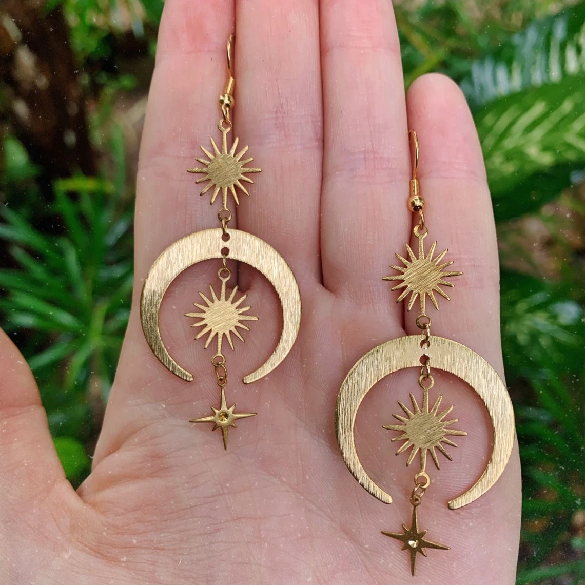 Buy Sun and Moon Earrings, Celestial Dangle Earrings, Sun and Moon Boho  Style Earrings, Sun and Moon Lover Gifts Online in India - Etsy