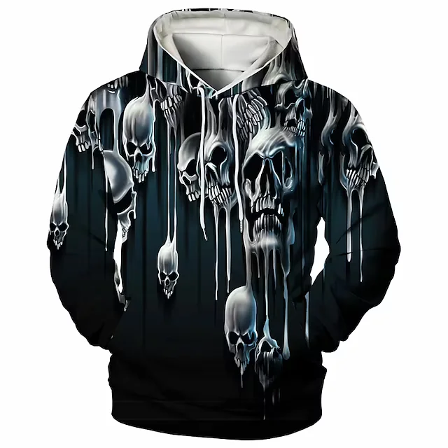 Horror Skull 3d Hoodie Men/women Printing Sweatshirts Green Leaves