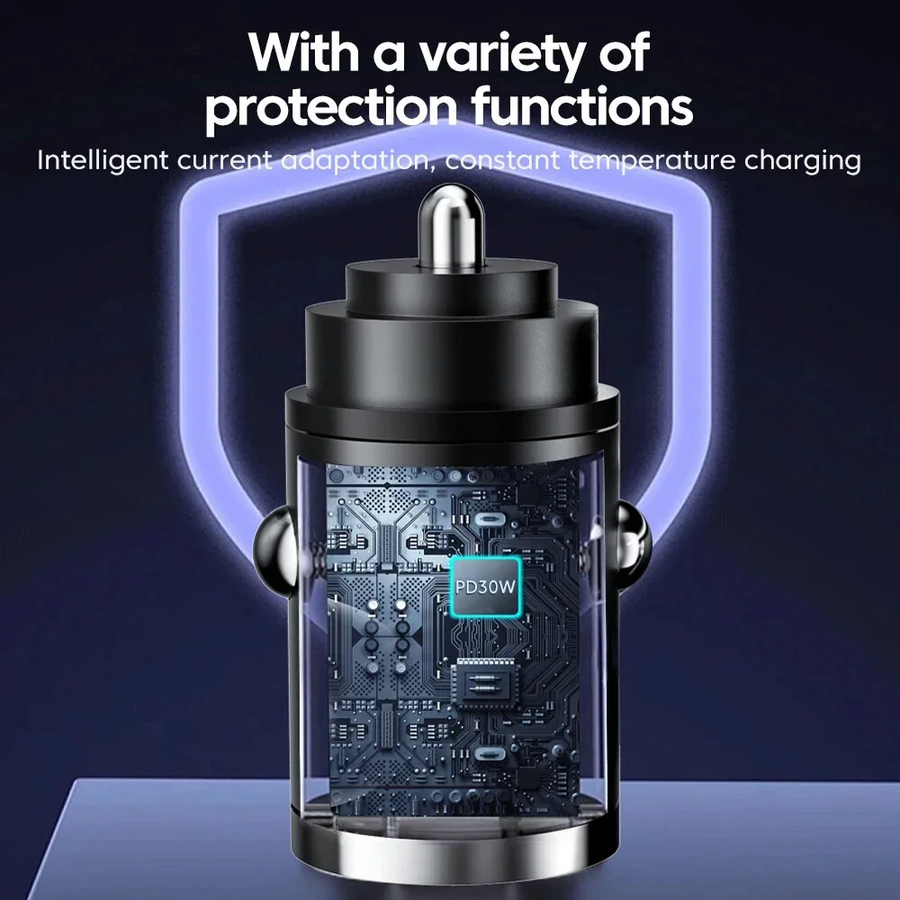 PD 30W USB Type-C Car Charger Fast Charging Quick Charge 3.0 For iPhone 15 14 Pro Max Samsung Xiaomi Car Phone Charger Adapter