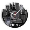 New York Skyline Landmark Statue Of Liberty Vinyl Record Wall Clock Bedroom Office Decor New York Skyscrapers Retro Wall Clock 1