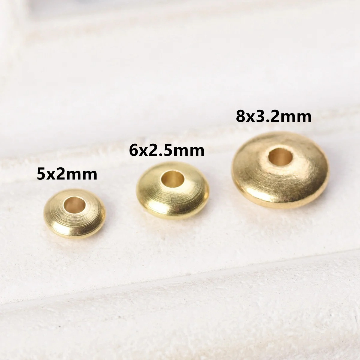Flat Round Rondelle 5mm 6mm 8mm Solid Brass Metal Light Gold Color Loose Spacer Crafts Beads lot for Jewelry Making Findings