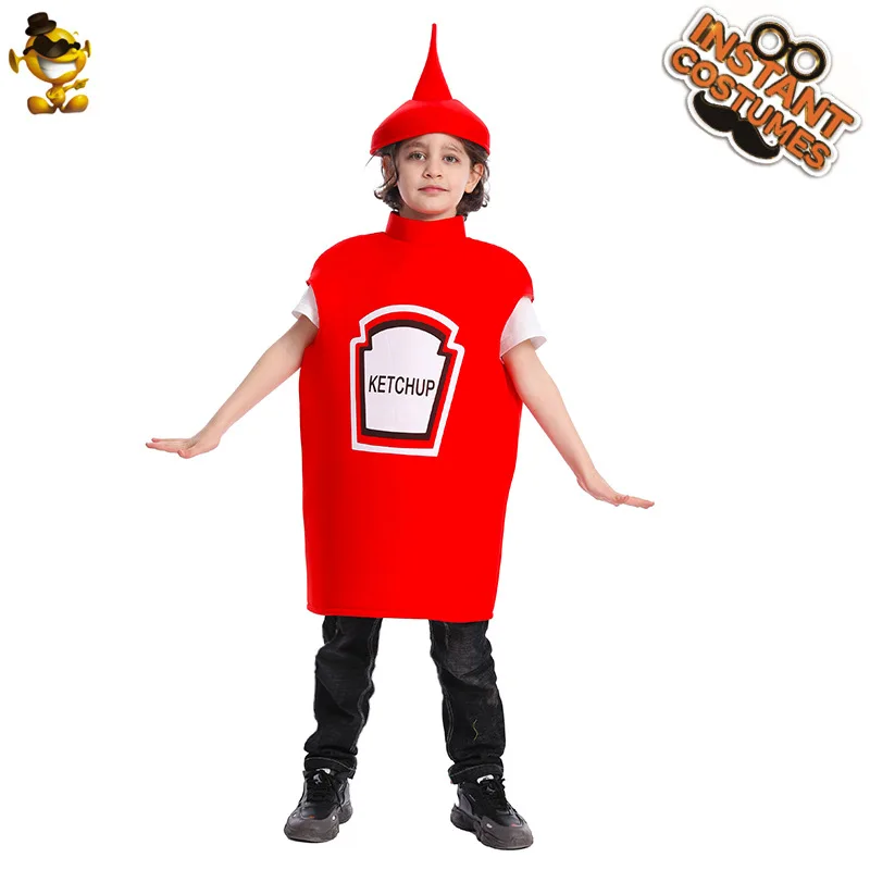 Child Spoof Ketchup Mustard Costume Halloween Carnival Party Funny Props