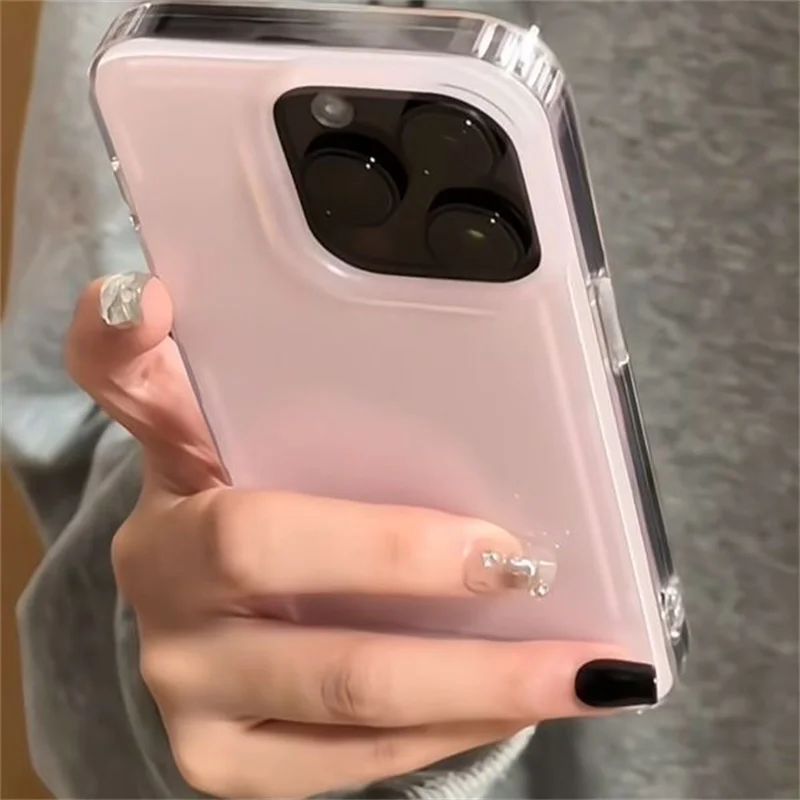 Crystal Clear Transparent Phone Case with Pink Accent Background