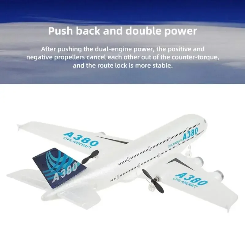 2.4G RC A380 폼 비행기 자이로스코프 원격 제어 3채널 EPP 항공기 자이로 어린이 장난감 고정익 비행기 야외 간편 비행 남자아이 선물