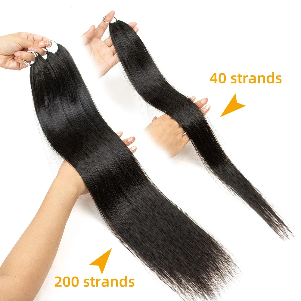 Human Hair Extensions Natural Micro Feather Human Hair Extensions Straight Real Virgin Human Hair Microloop Extensions For Women 40strands/pack