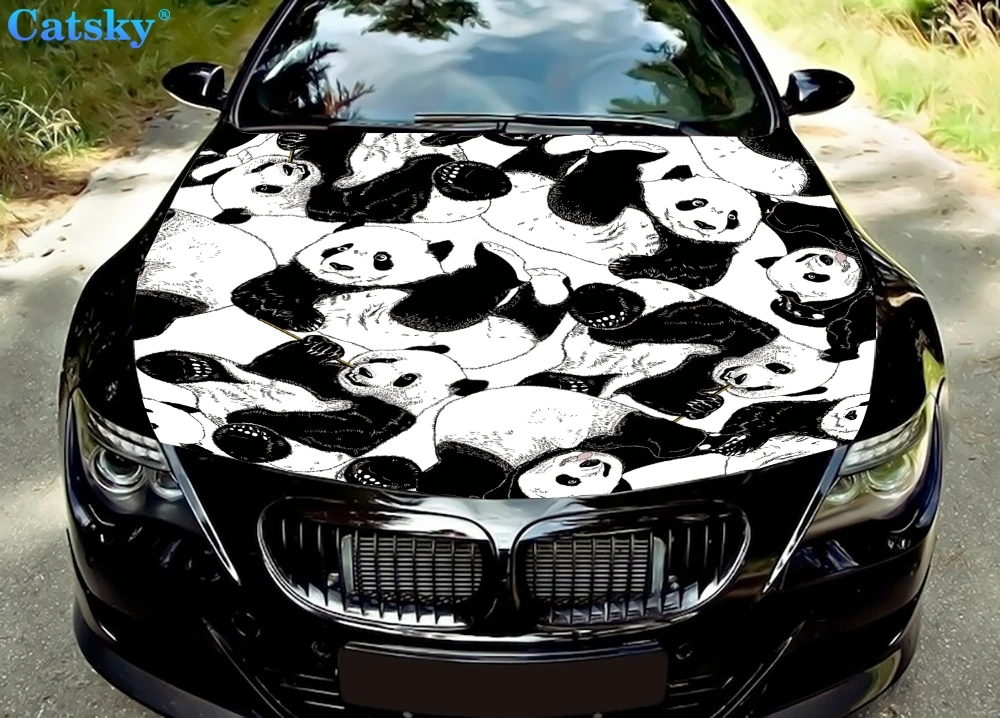 

Наклейка в виде панды, детской, панды, автомобильные напольные коврики, наклейка на капот автомобиля, Виниловая наклейка на капот, полноцветная графическая наклейка