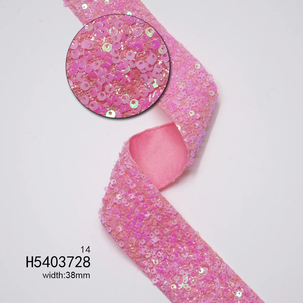 1.5 Inch 38 MM Double Color Sequin Fabric Reversible Sequin Ribbon H5403731