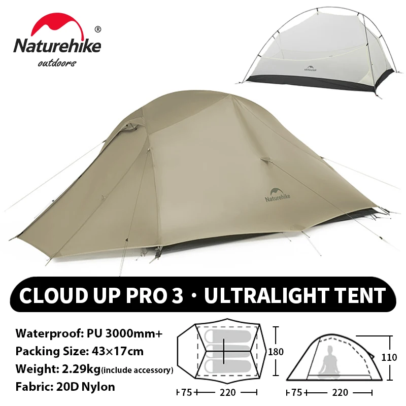 Naturehike アップグレードされたクラウドアップ 3 人用テント屋外