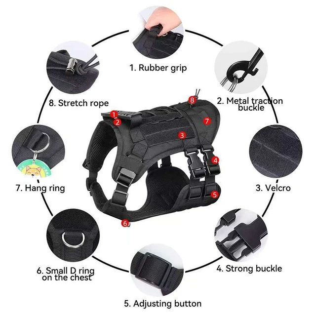 Big Dog Tactics Training Vest Harness Multi Functional Nylon Dog Adjustable Comfortable Control Dog Chest Harness Pet Supplies 3