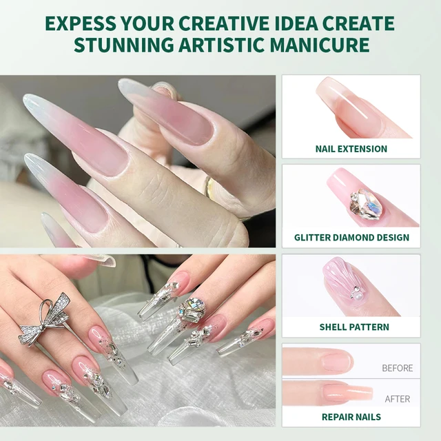 Nailpop Builder Nail UV Gel 30G Clear Hard Gel for Nail Extension Nude Pink Builder Base Gel Professional Nail Salon Home DIY 4