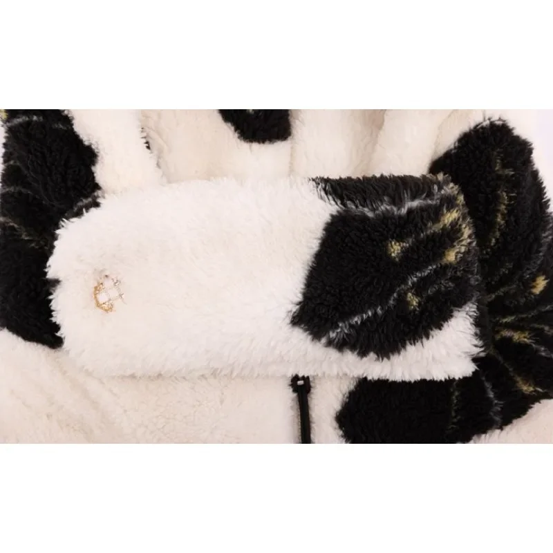 2023 New Winter Pajamas Women's Cute Hooded Loungewear Plush Thick Flannel Sweet Homewear Set Warm Loose Zipper Sleepwear