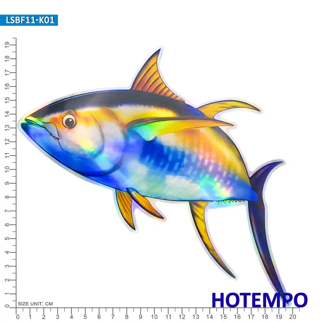 7.87 Zoll, 20 cm, Laser Große Größe Meeresfische, Tintenfisch, Gelbflossen, Blauflossen, Barsch, Holografische Aufkleber, für Fischer, Boote, Gepäck, Motorrad, Skateboard, Aquarium, Auto-Aufkleber – Detail 10