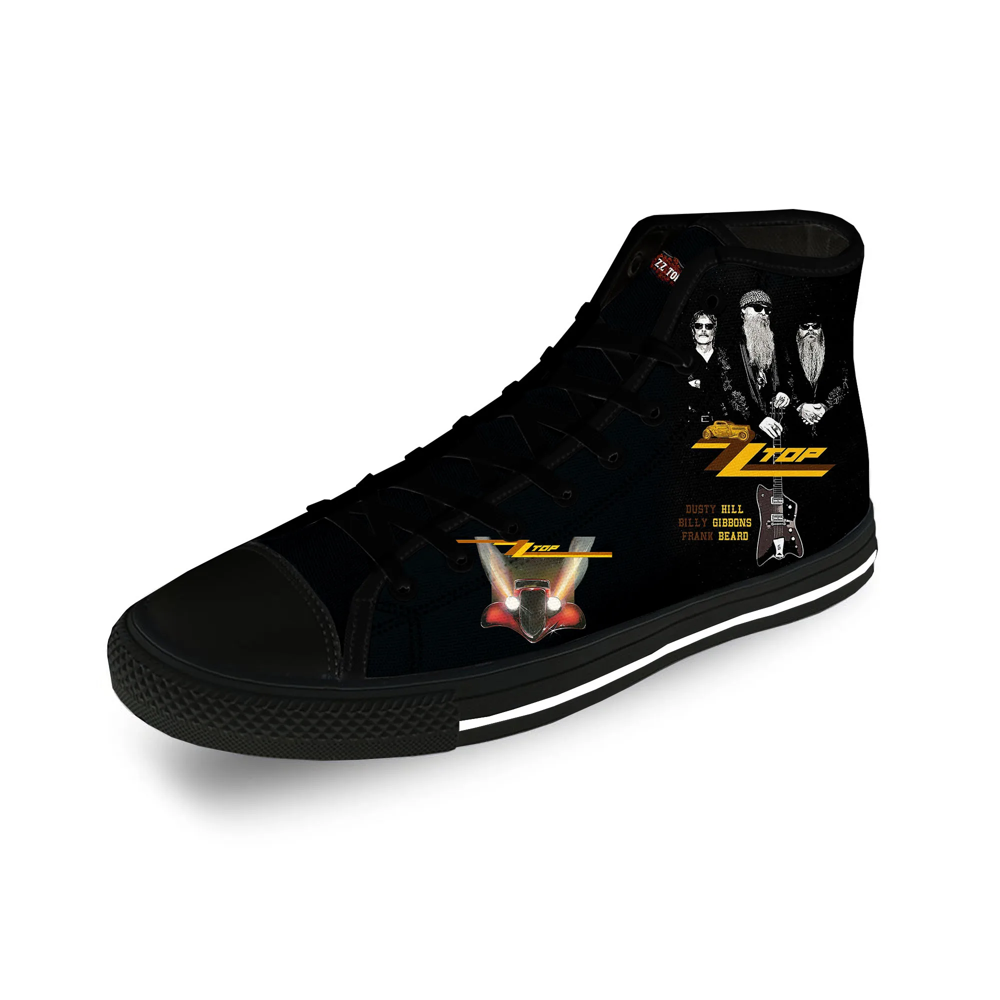 

Top Blues Rock Band ZZ Singer Cool Casual Cloth Fashion 3D Print High Top Canvas Shoes Men Women Lightweight Breathable Sneakers