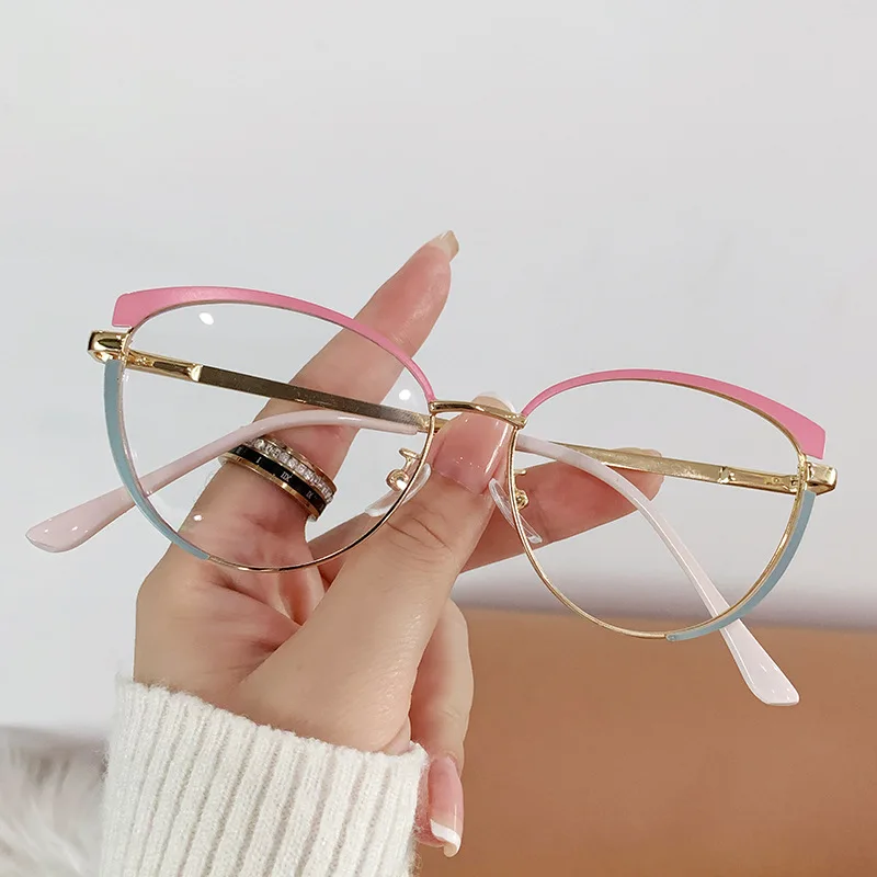 Fashion Ladies Reading Glasses Anti Blue Light Computer Eyewear Women Luxury Brand Design Double Color Frames Presbyopia Glasses 5