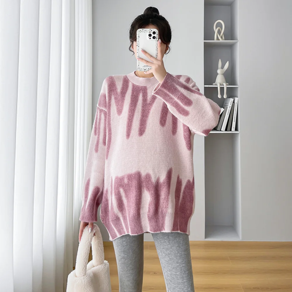 Autumn Winter Maternity Sweaters Long Sleeve Pregnant Woman clothing Knitting Pullovers Coats pregnancy photoshoot Sweaters