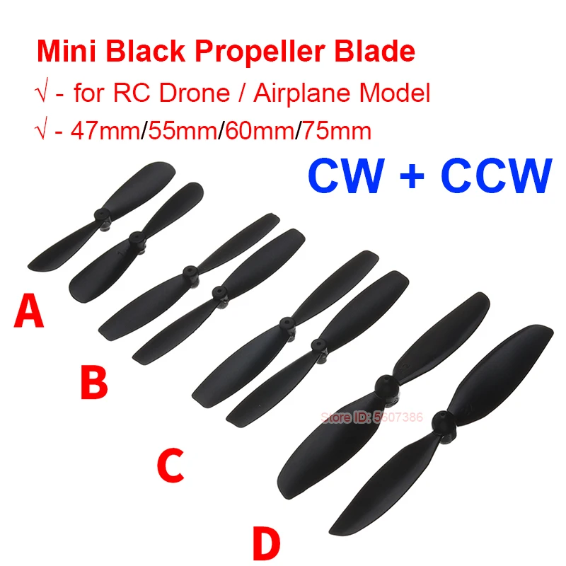 4 Hélices Miniatures CW CCW 47-75mm pour Drone