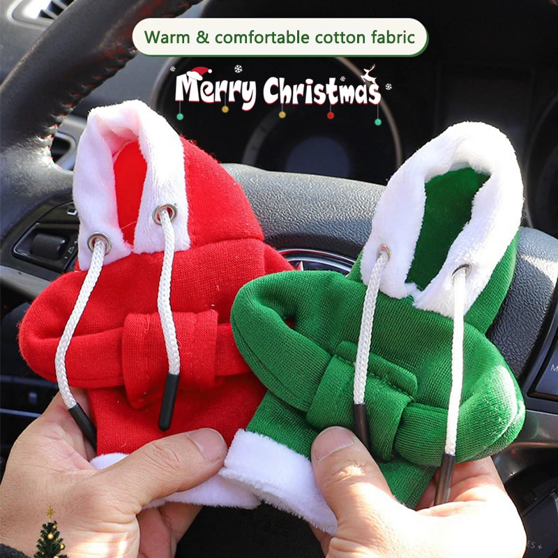 Christmas Car Shift Lever Cover Protector Red Green