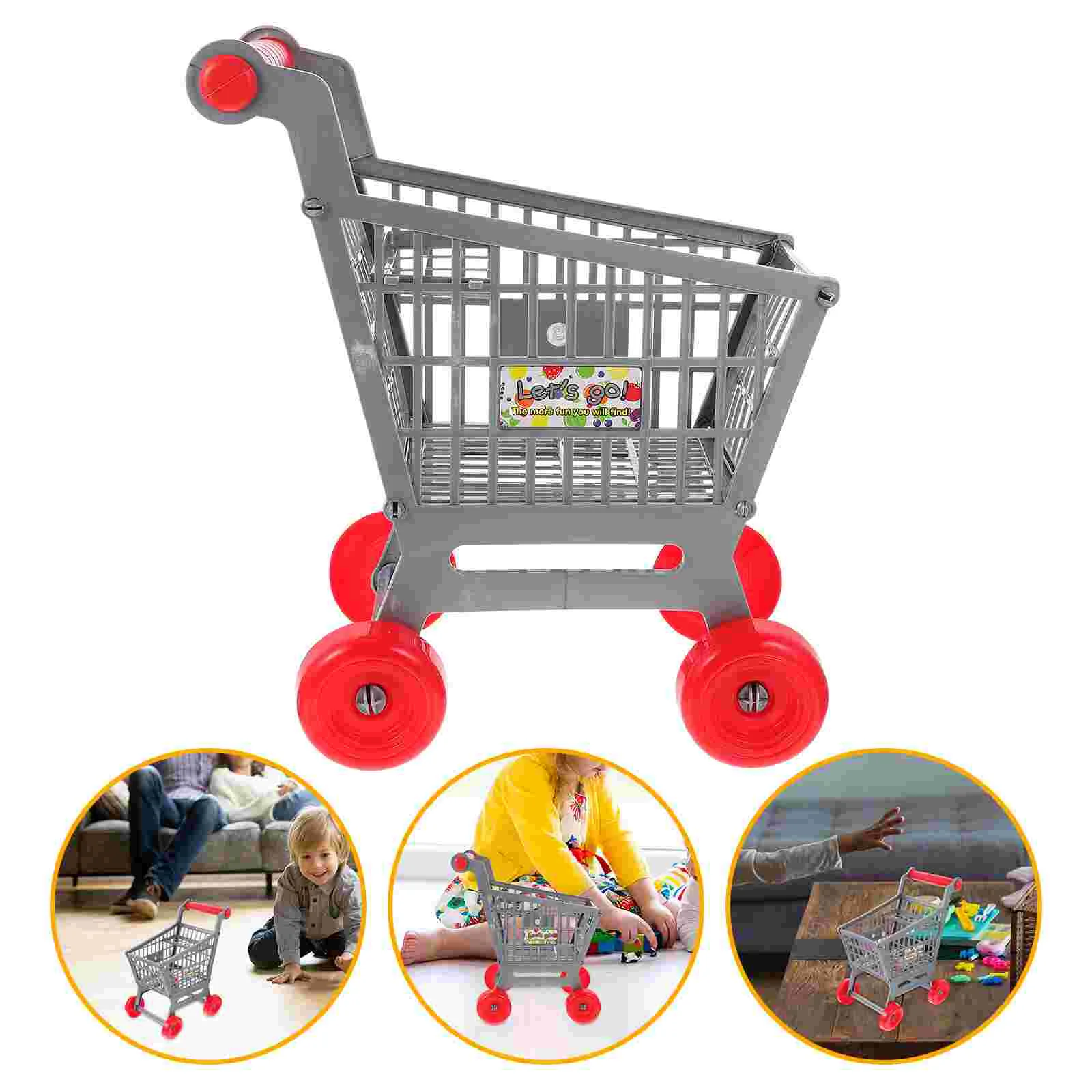 

Simulation Shopping Cart Mini Kids Playing Toy Toys Storage Rack Trolley Racks Simulated Supermarket House Childrens Trolleys