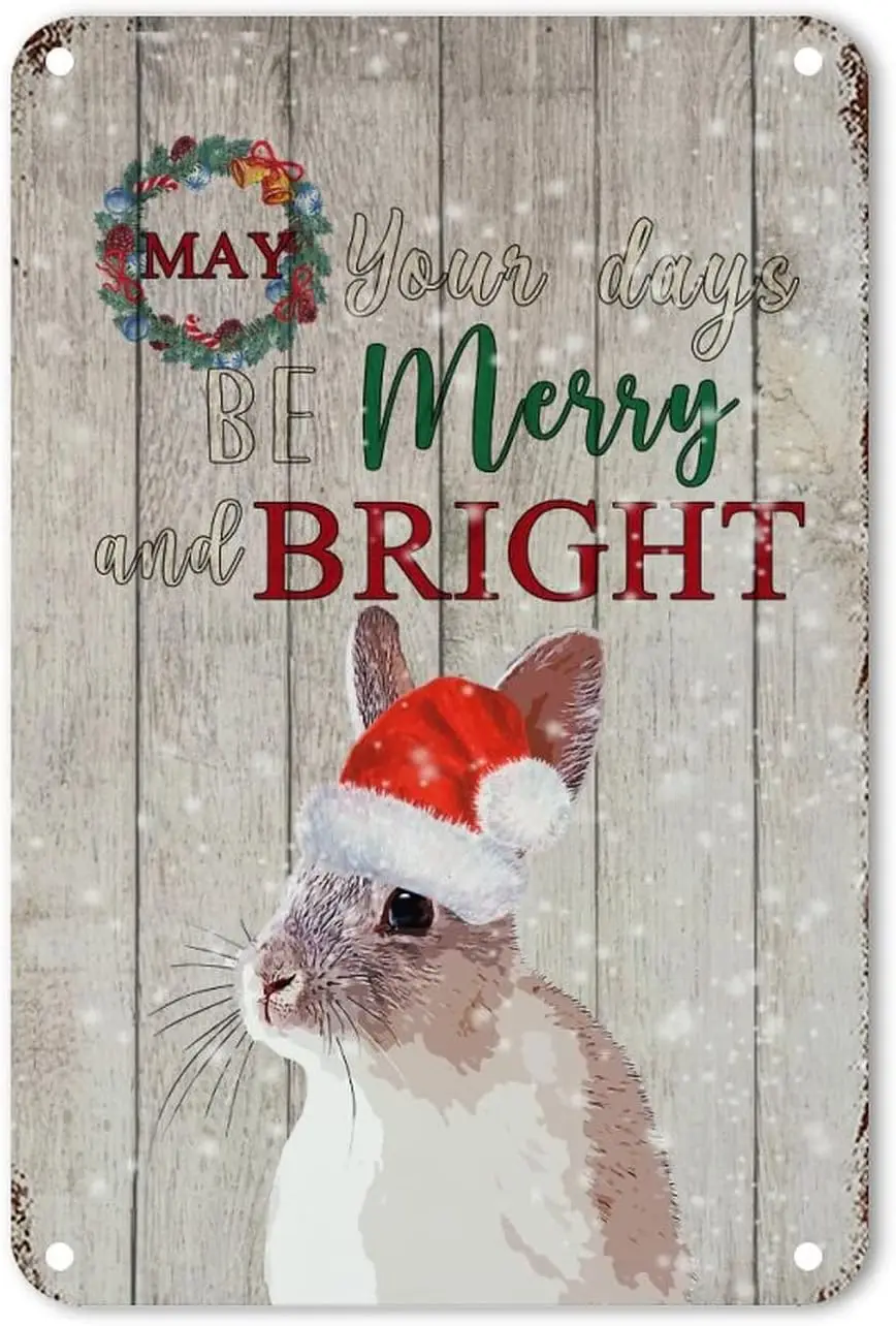 

Веселитесь и яркий жестяной знак ферма кролик омела венок металлический жестяной знак деревенские знаки для гаража в стиле Святой ночи металлический алюминиевый знак для