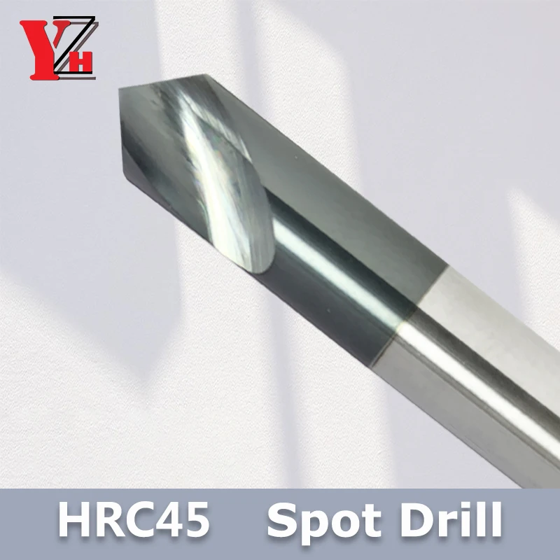 YZH HRC45 Spot Drill Angle Of 60° 90° 120°  Stub Starting Location center Bit CNC Prepare Guide Pilot Hole Chamfer Machine Tool